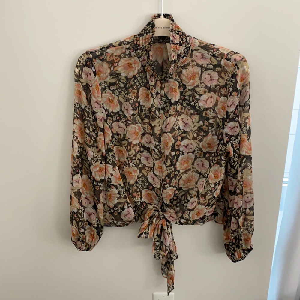 Tie Front Floral Blouse